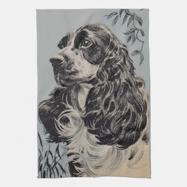 beautiful cocker spaniel tea towel (Vertical)