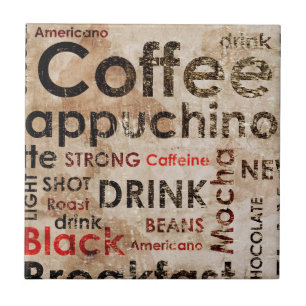 Beautiful Coffee Espresso Cappucino Pattern Ceramic Tile