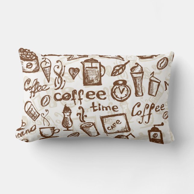 Beautiful Coffee Espresso Design Lumbar Cushion (Front)