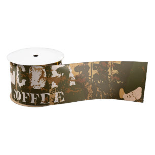 Beautiful Coffee Espresso Design Satin Ribbon
