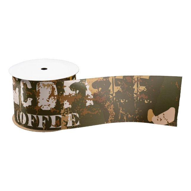Beautiful Coffee Espresso Design Satin Ribbon (Spool)