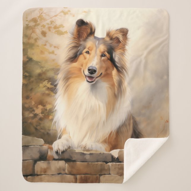 Beautiful Collie Sherpa Blanket (Front)