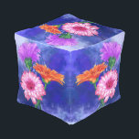 Beautiful Color Gerberas Pouf<br><div class="desc">Beautiful Color Gerberas Poufs MIGNED Painting Design</div>