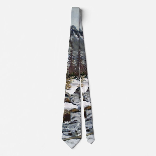 Beautiful Colorado Winter Stream Tie (Front)