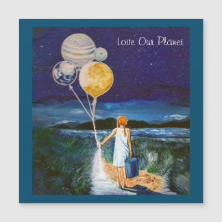 Beautiful, colorful, "Love our Planet" magnet