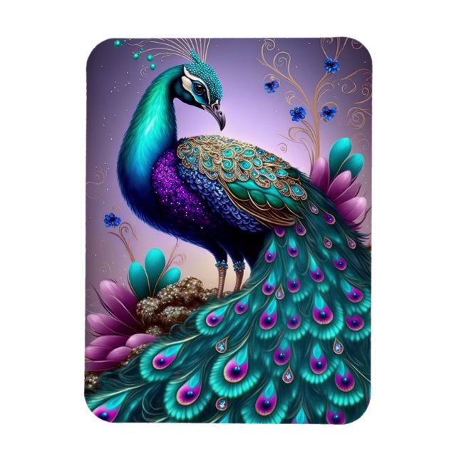 Beautiful Colorful Peacock Peafowl Bird Wildlife Magnet (Vertical)