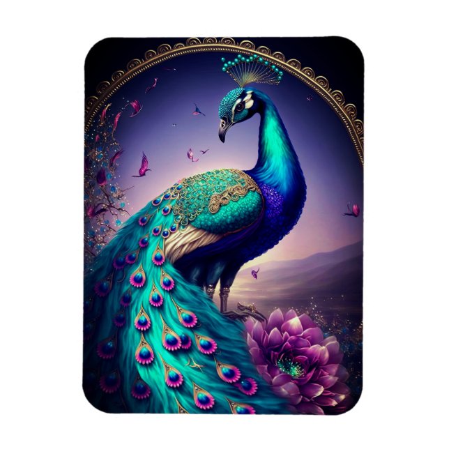 Beautiful Colorful Peacock Peafowl Bird Wildlife Magnet (Vertical)