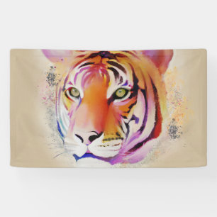 Beautiful Colorful Tiger Watercolor painting Banner
