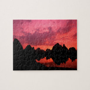 Beautiful colour at sunset of limestone mountains jigsaw puzzle