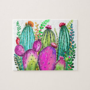 Beautiful Colour Cactus Flowers - Drawing Colourfu Jigsaw Puzzle