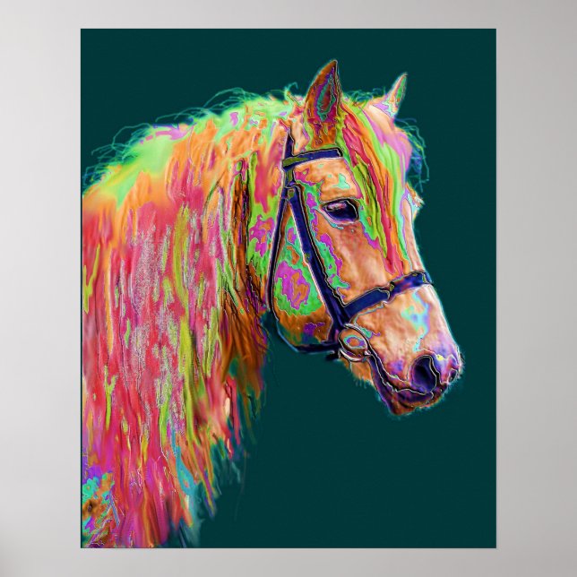 Beautiful colour of the Rainbow Highland Pony Poster (Front)