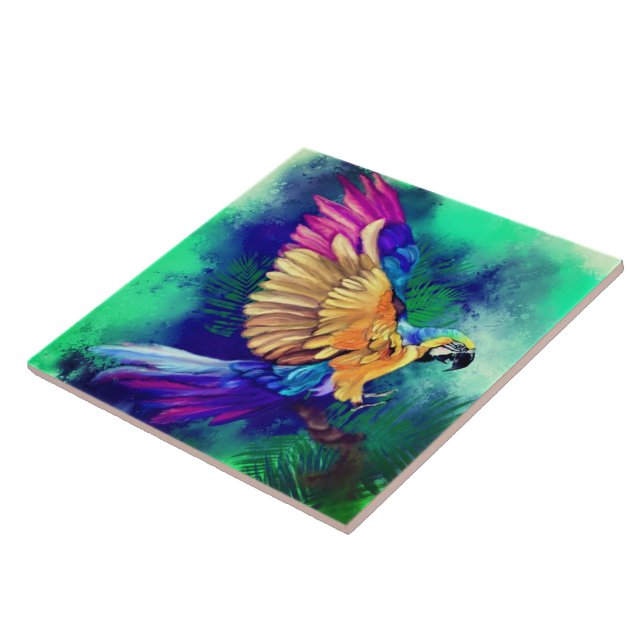 Beautiful Colour Parrot Ceramic Tile (Side)