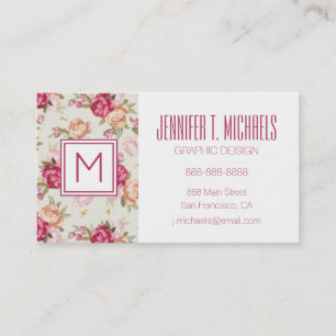 Beautiful colour peony pattern on green business card