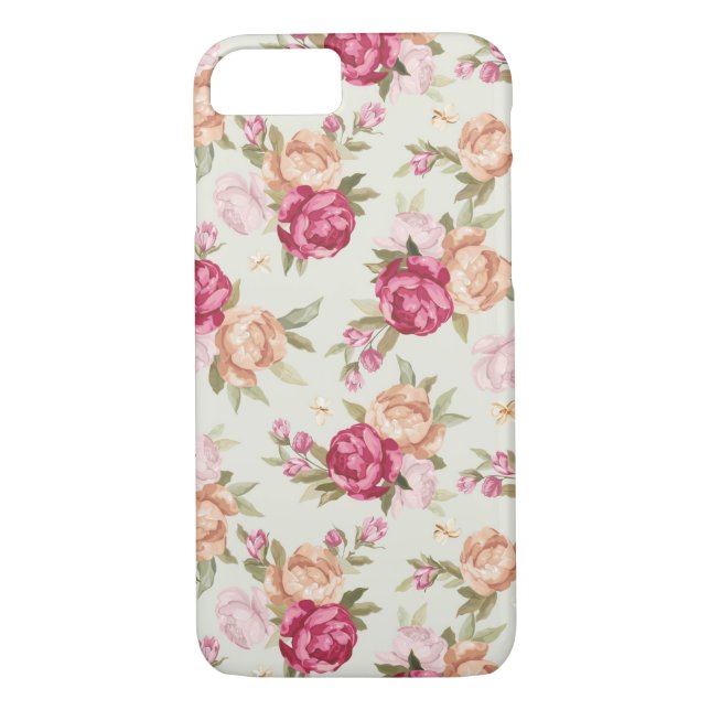 Beautiful colour peony pattern on green Case-Mate iPhone case (Back)