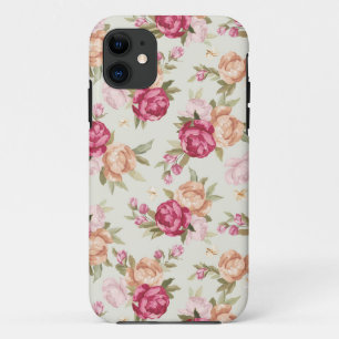Beautiful colour peony pattern on green iPhone 11 case