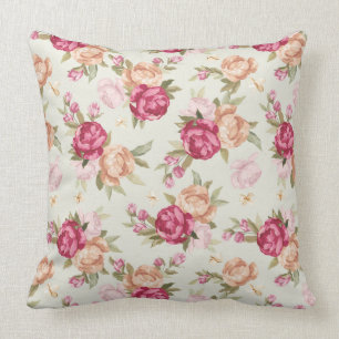 Beautiful colour peony pattern on green cushion