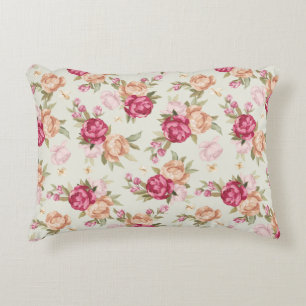 Beautiful colour peony pattern on green decorative cushion