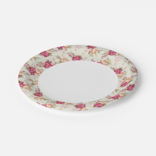 Beautiful colour peony pattern on green paper plate