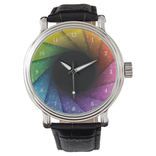 Beautiful Colour Swirls Wrist Watch (Front)