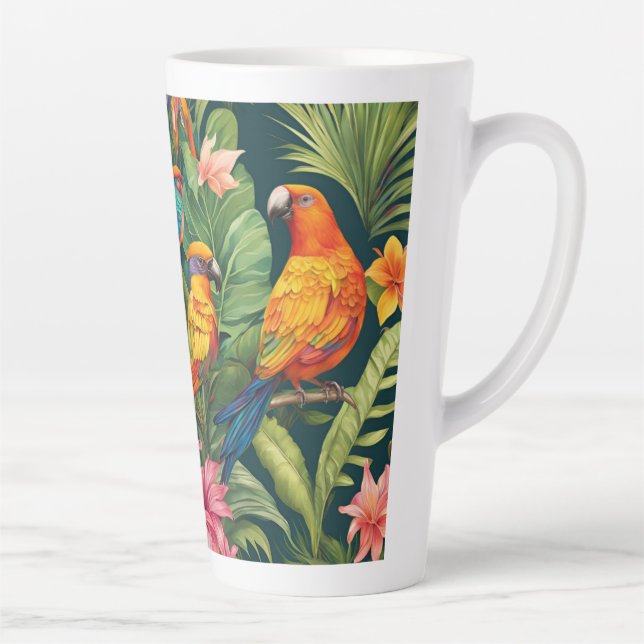 Beautiful coloured birds latte mug (Right)