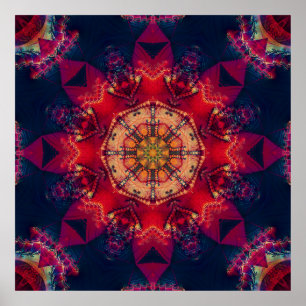 Beautiful coloured kaleidoscope seamless illustrat poster