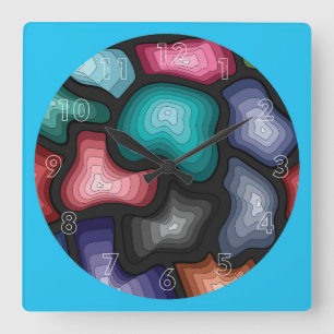 Beautiful & Colourful Abstract Square Wall Clock