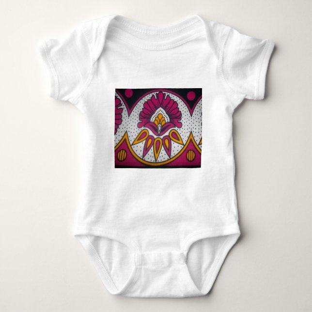 Beautiful Colourful African Fabric Motif Art Print Baby Bodysuit (Front)