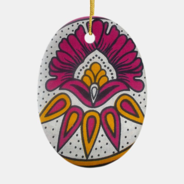 Beautiful Colourful African Fabric Motif Art Print Ceramic Ornament (Front)