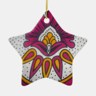 Beautiful Colourful African Fabric Motif Art Print Ceramic Ornament