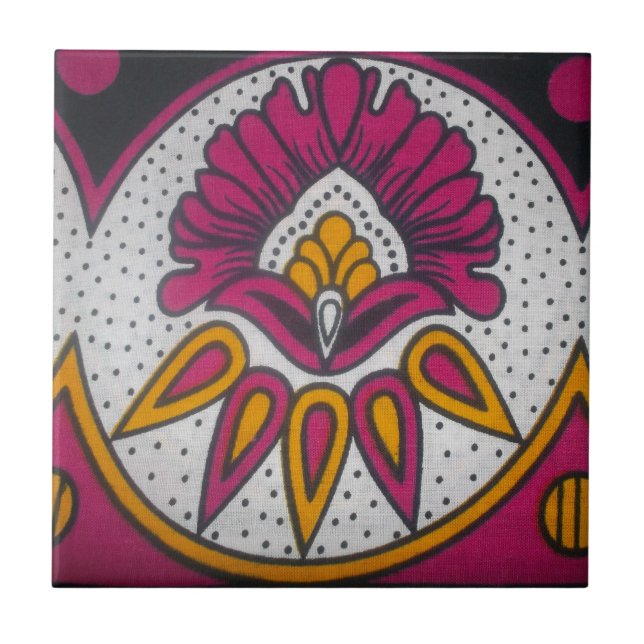 Beautiful Colourful African Fabric Motif Art Print Ceramic Tile (Front)