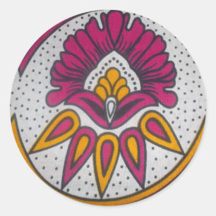 Beautiful Colourful African Fabric Motif Art Print Classic Round Sticker