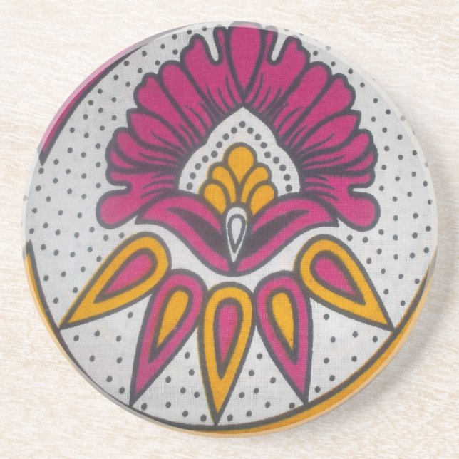 Beautiful Colourful African Fabric Motif Art Print Coaster (Front)