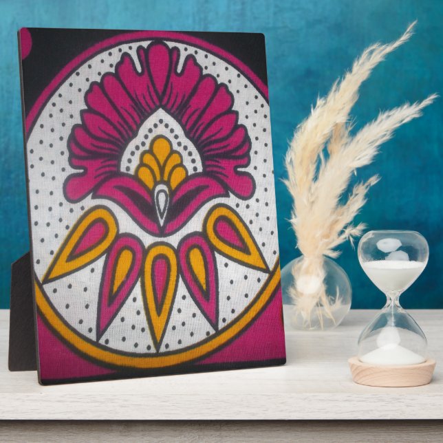 Beautiful Colourful African Fabric Motif Art Print Plaque (Side)