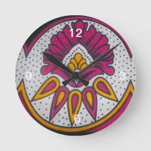 Beautiful Colourful African Fabric Motif Art Print Round Clock