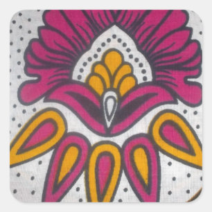 Beautiful Colourful African Fabric Motif Art Print Square Sticker