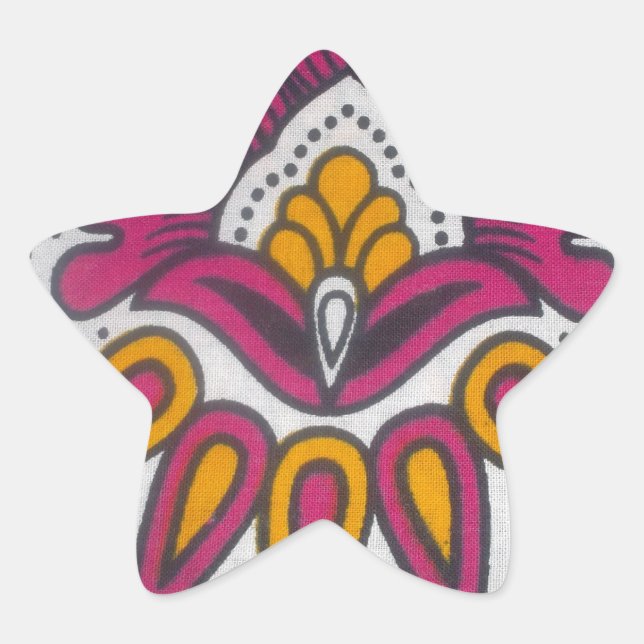 Beautiful Colourful African Fabric Motif Art Print Star Sticker (Front)
