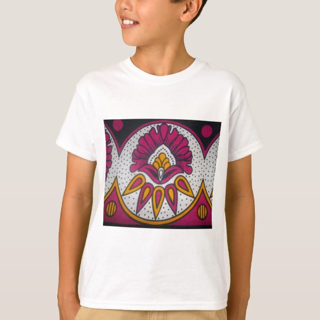 Beautiful Colourful African Fabric Motif Art Print T-Shirt (Front)