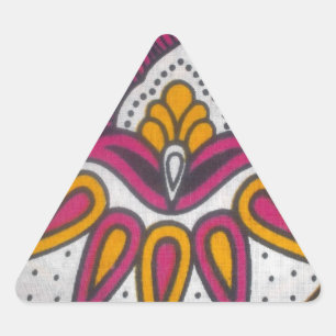 Beautiful Colourful African Fabric Motif Art Print Triangle Sticker