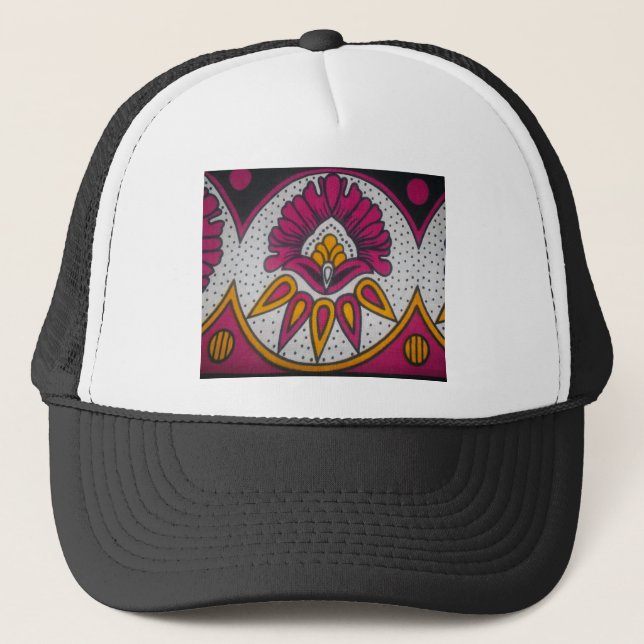 Beautiful Colourful African Fabric Motif Art Print Trucker Hat (Front)
