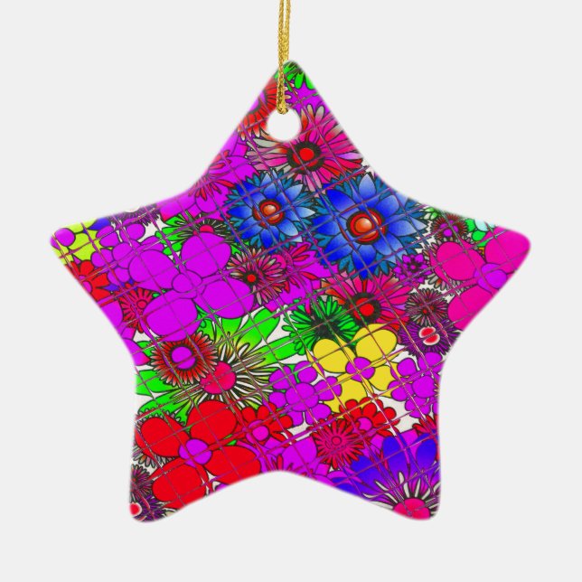 Beautiful Colourful Amazing Floral Pattern Design Ceramic Ornament (Front)