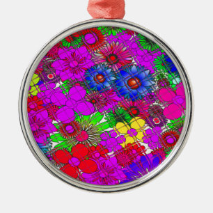 Beautiful Colourful Amazing Floral Pattern Design Metal Ornament