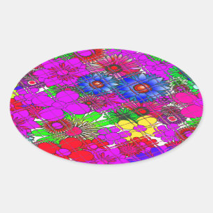 Beautiful Colourful Amazing Floral Pattern Design Oval Sticker