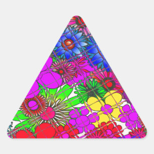 Beautiful Colourful Amazing Floral Pattern Design Triangle Sticker