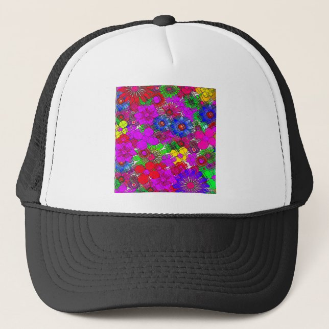 Beautiful Colourful Amazing Floral Pattern Design Trucker Hat (Front)