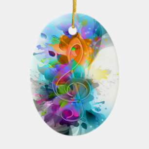 Beautiful colourful and cool splatter music note ceramic ornament