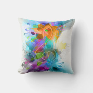 Beautiful colourful and cool splatter music note cushion