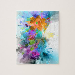 Beautiful colourful and cool splatter music note jigsaw puzzle