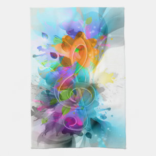 Beautiful colourful and cool splatter music note tea towel