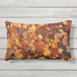 Beautiful Colourful Autumn Leaves Lumbar Cushion