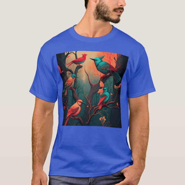 Beautiful Colourful Birds Illustration Artwork 12  T-Shirt (Front)